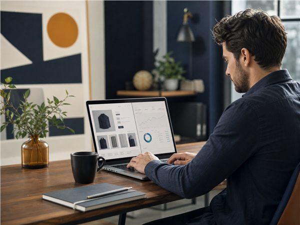 E-commerce specialist reviewing a Shopify product page and search performance