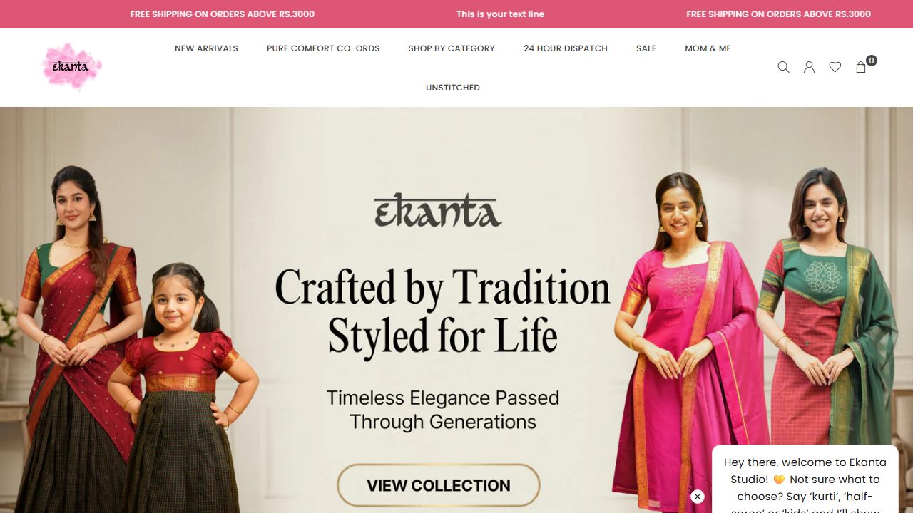 The Ekanta Design Studio website homepage