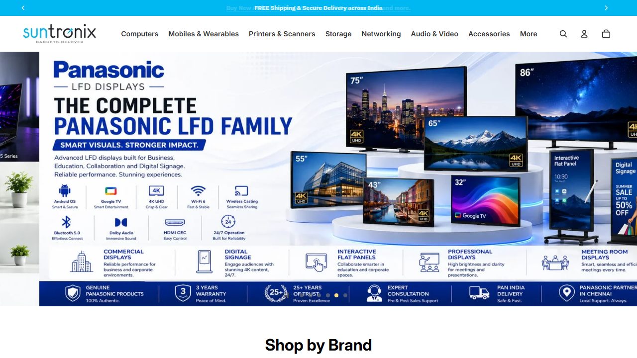 The Suntronix website homepage